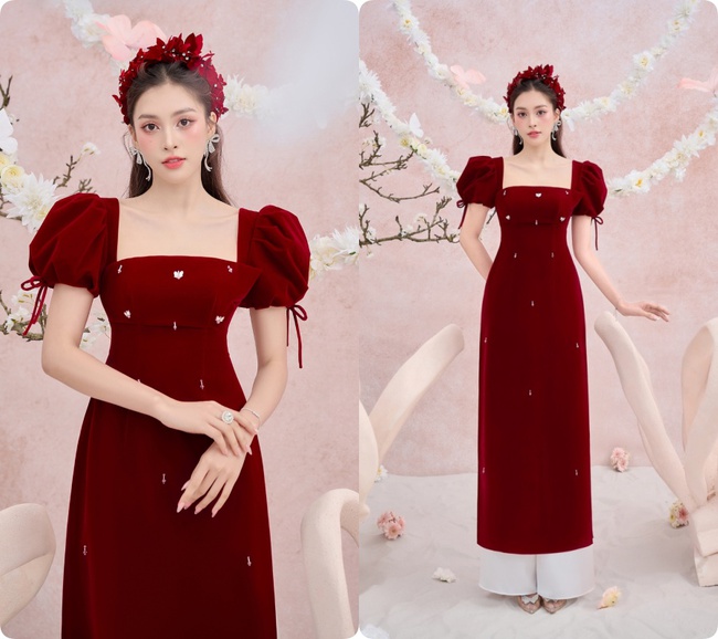 Hoa hậu Tiểu Vy khoe sắc vóc “vạn người mê” trong những tà áo dài cách tân Tết 2024 - Ảnh 1.