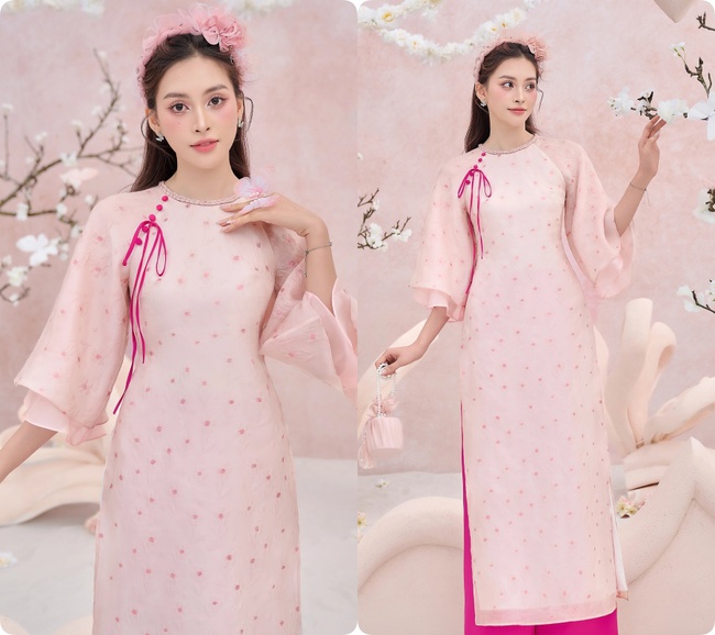 Hoa hậu Tiểu Vy khoe sắc vóc “vạn người mê” trong những tà áo dài cách tân Tết 2024 - Ảnh 7.