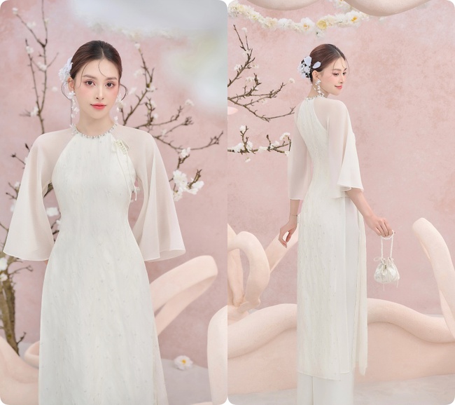 Hoa hậu Tiểu Vy khoe sắc vóc “vạn người mê” trong những tà áo dài cách tân Tết 2024 - Ảnh 8.