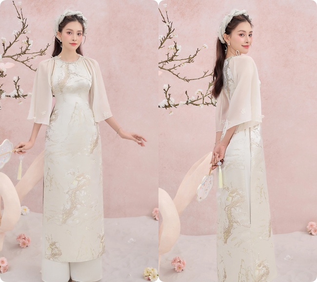 Hoa hậu Tiểu Vy khoe sắc vóc “vạn người mê” trong những tà áo dài cách tân Tết 2024 - Ảnh 4.