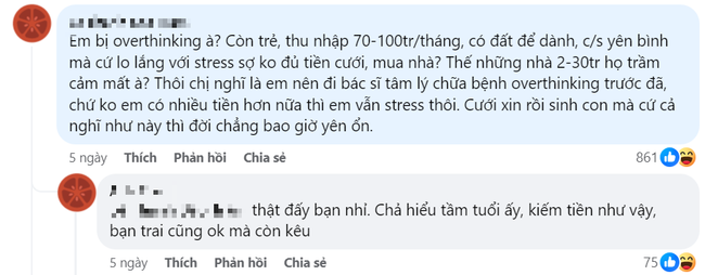 Người trẻ bây giờ quá lo lắng về tiền nong hay vì áp lực cuộc sống nặng nề: Thu nhập 100 triệu/tháng vẫn stress vì không biết nên mua đất hay đám cưới? - Ảnh 6. Người trẻ bây giờ quá lo lắng về tiền nong hay vì áp lực cuộc sống nặng nề: Thu nhập 100 triệu/tháng vẫn stress vì không biết nên mua đất hay đám cưới? - Ảnh 6.