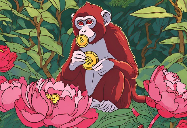 con-khi-ngoi-om-dong-tien-vang-ben-vuon-hoa-mau-don-do-illustrator-comic-style-17476794597551499702481.jpg