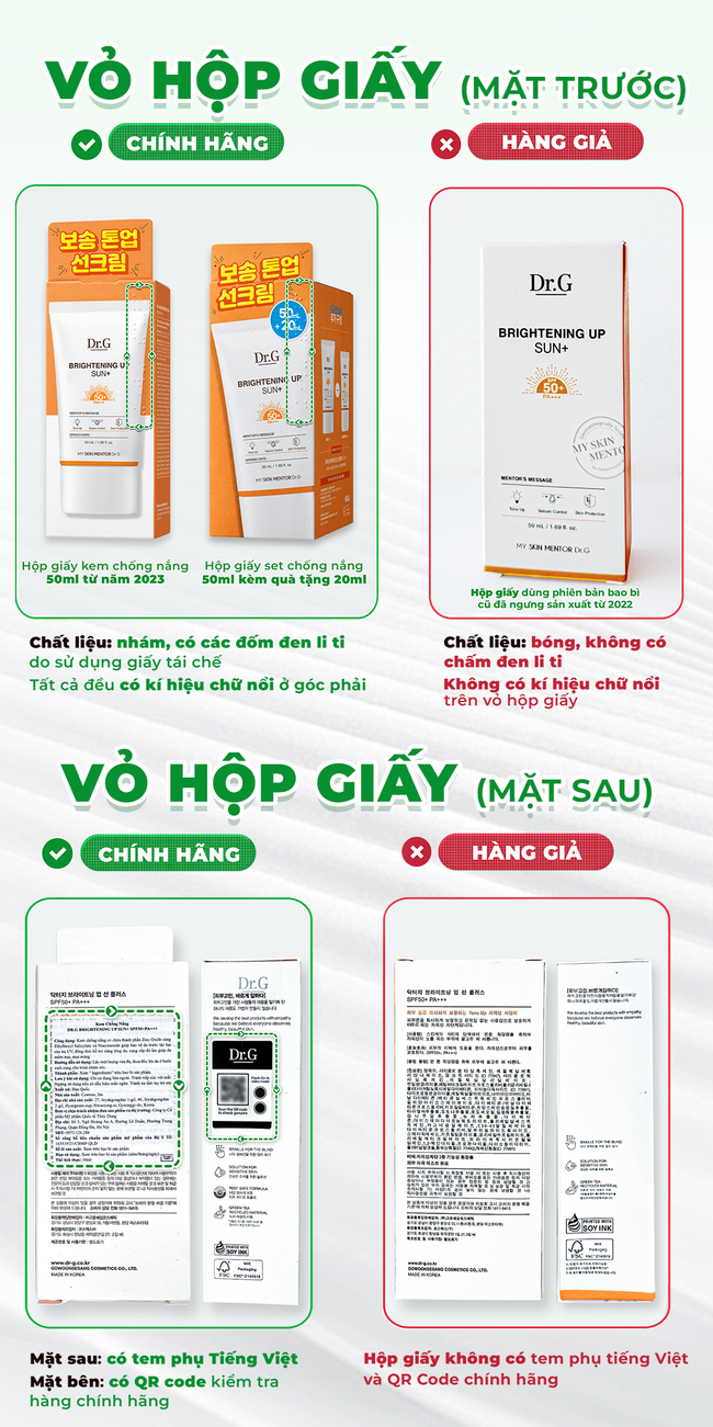 Hàng giả Dr.G Brightening Up Sun+ tràn lan: 5 dấu hiệu nhận biết để tránh tiền mất, hại da - Ảnh 3. Hàng giả Dr.G Brightening Up Sun+ tràn lan: 5 dấu hiệu nhận biết để tránh tiền mất, hại da - Ảnh 3.