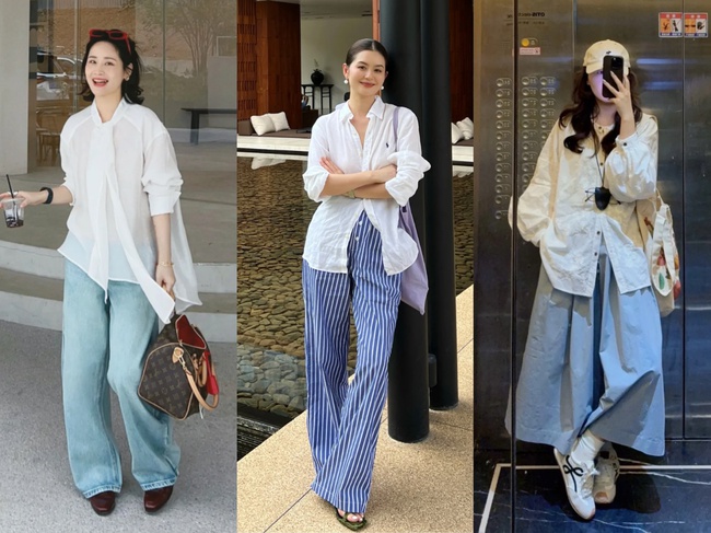 Áo sơ mi + quần ống rộng: Combo "gây sốt" dịp hè, mặc lên nhìn sang chảnh bùng nổ - Ảnh 2. Áo sơ mi + quần ống rộng: Combo "gây sốt" dịp hè, mặc lên nhìn sang chảnh bùng nổ - Ảnh 2.