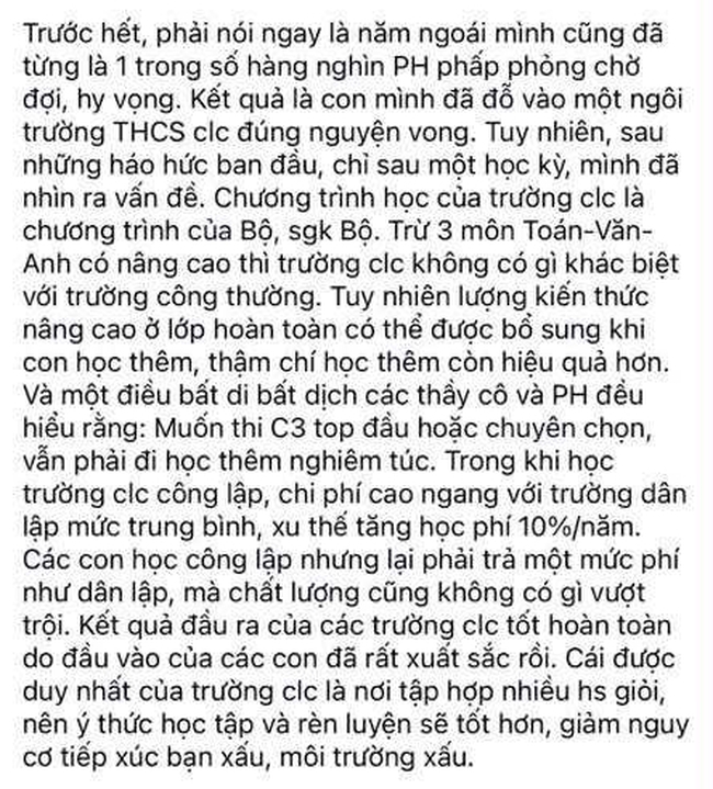Từng vui mừng khi con đỗ lớp 6 CLC, chỉ sau 1 học kì, ông bố Hà Nội hoang mang: Liệu có đáng để đánh đổi không? - Ảnh 2. Từng vui mừng khi con đỗ lớp 6 CLC, chỉ sau 1 học kì, ông bố Hà Nội hoang mang: Liệu có đáng để đánh đổi không? - Ảnh 2.