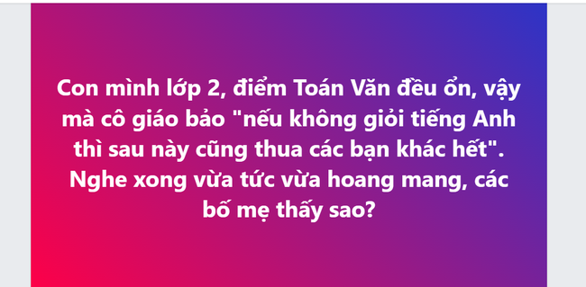 Con mới học lớp 2, phụ huynh bị cô giáo nói 1 câu nghe &quot;vừa tức vừa hoang mang&quot;, dân tình đọc xong cũng tranh cãi gay gắt - Ảnh 1.