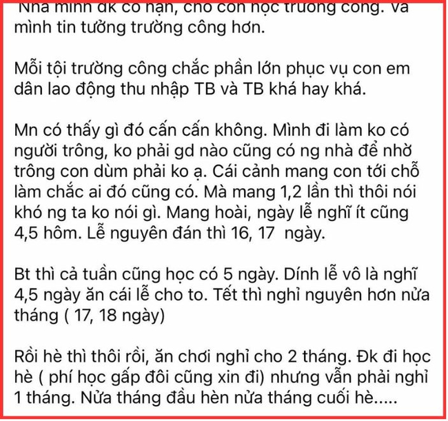 Quan sát trường công, bà mẹ TP.HCM có ý kiến gây tranh cãi: Môi trường này phần lớn phục vụ gia đình có thu nhập trung bình và khá? - Ảnh 1. Quan sát trường công, bà mẹ TP.HCM có ý kiến gây tranh cãi: Môi trường này phần lớn phục vụ gia đình có thu nhập trung bình và khá? - Ảnh 1.