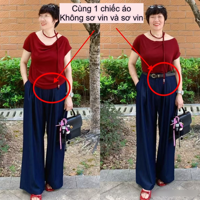 Phụ nữ trung niên có vòng 2 “kém thon” nên thử ngay mẹo sơ vin này: Vừa thời trang lại vừa tôn dáng, không đẹp cũng khó! - Ảnh 3. Phụ nữ trung niên có vòng 2 “kém thon” nên thử ngay mẹo sơ vin này: Vừa thời trang lại vừa tôn dáng, không đẹp cũng khó! - Ảnh 3.