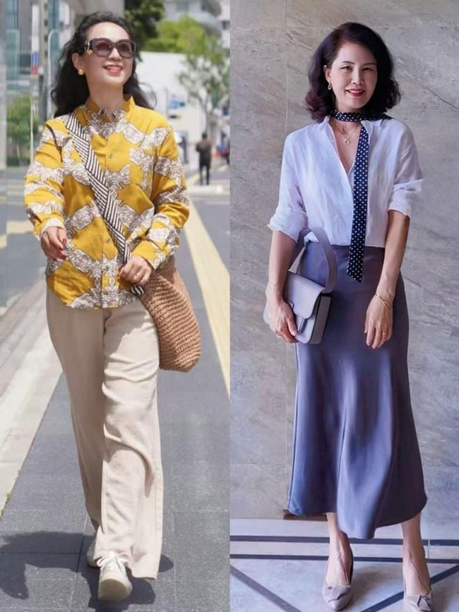 50 tuổi mặc gì để không bị chê sến súa? Đổi ngay sang những kiểu đồ này, vừa che khuyết điểm vừa sang chảnh - Ảnh 10. 50 tuổi mặc gì để không bị chê sến súa? Đổi ngay sang những kiểu đồ này, vừa che khuyết điểm vừa sang chảnh - Ảnh 10.