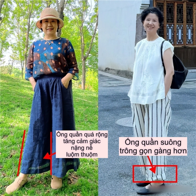 Phụ nữ tuổi 40+ có phần thân dưới đầy đặn nên tránh xa quần ống rộng và kiểu quần không đường may - Ảnh 8. Phụ nữ tuổi 40+ có phần thân dưới đầy đặn nên tránh xa quần ống rộng và kiểu quần không đường may - Ảnh 8.