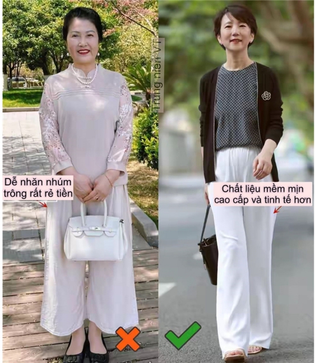 Phụ nữ tuổi 40+ có phần thân dưới đầy đặn nên tránh xa quần ống rộng và kiểu quần không đường may - Ảnh 9. Phụ nữ tuổi 40+ có phần thân dưới đầy đặn nên tránh xa quần ống rộng và kiểu quần không đường may - Ảnh 9.