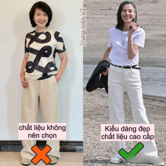 Phụ nữ tuổi 40+ có phần thân dưới đầy đặn nên tránh xa quần ống rộng và kiểu quần không đường may - Ảnh 10. Phụ nữ tuổi 40+ có phần thân dưới đầy đặn nên tránh xa quần ống rộng và kiểu quần không đường may - Ảnh 10.