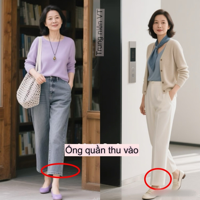 Phụ nữ tuổi 40+ có phần thân dưới đầy đặn nên tránh xa quần ống rộng và kiểu quần không đường may - Ảnh 11. Phụ nữ tuổi 40+ có phần thân dưới đầy đặn nên tránh xa quần ống rộng và kiểu quần không đường may - Ảnh 11.