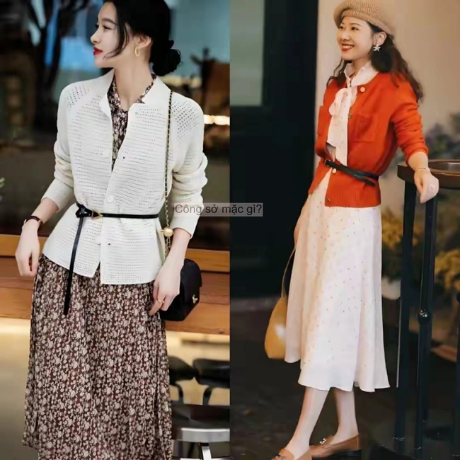 Đầu thu, “áo khoác mỏng + váy dài” hot rần rần! Phụ nữ trung niên mặc thế này vừa trẻ trung vừa sang, diện y chang cũng đẹp. - Ảnh 17.