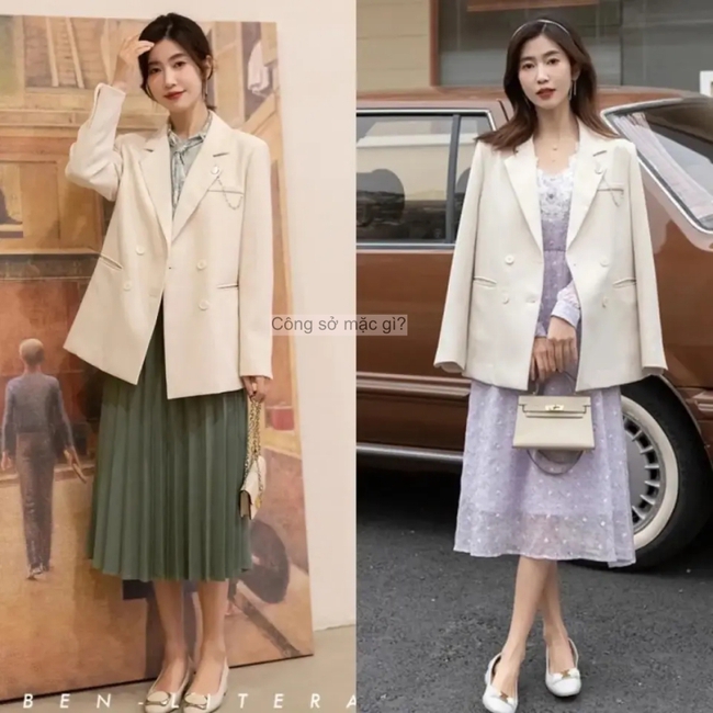 Đầu thu, “áo khoác mỏng + váy dài” hot rần rần! Phụ nữ trung niên mặc thế này vừa trẻ trung vừa sang, diện y chang cũng đẹp. - Ảnh 8.