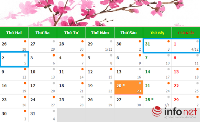Lịch nghỉ Tết Dương lịch 2017 - Ảnh 1.