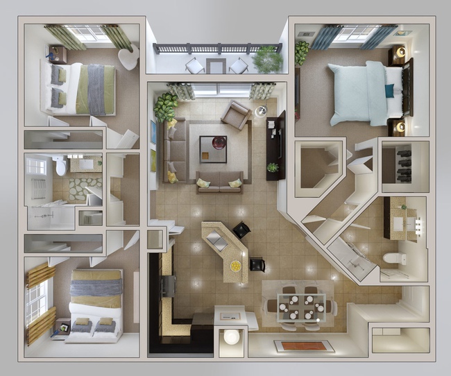 10 mẫu căn hộ 3 phòng ngủ đẹp, dễ ứng dụng cho những gia đình nhiều thế hệ cùng chung sống - Ảnh 9.