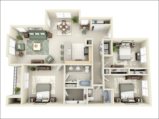 10 mẫu căn hộ 3 phòng ngủ đẹp, dễ ứng dụng cho những gia đình nhiều thế hệ cùng chung sống - Ảnh 7.