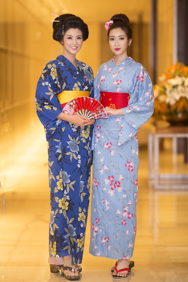 Hoa hậu Mỹ Linh, Ngọc Hân đọ sắc trong trang phục Kimono - Ảnh 2.
