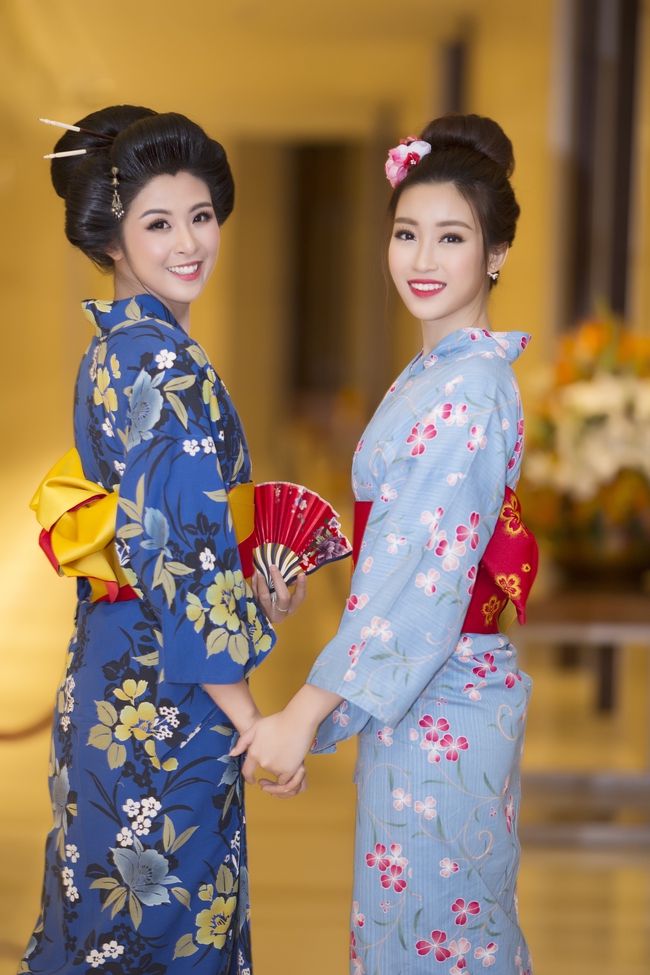 Hoa hậu Mỹ Linh, Ngọc Hân đọ sắc trong trang phục Kimono - Ảnh 3.
