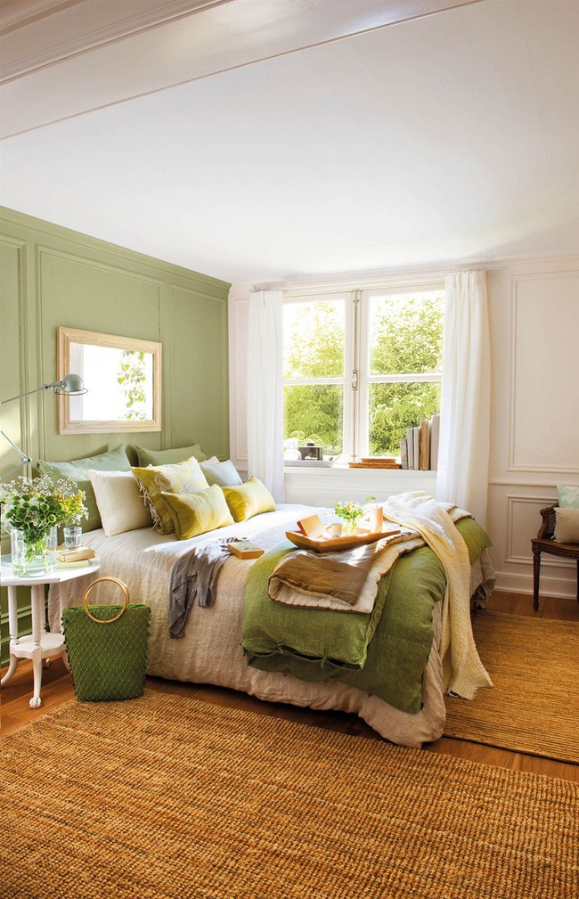 Khi đã chán đen, trắng, xám, hồng thì đừng quên xanh lá cũng là một gam màu rất tuyệt cho phòng ngủ - Ảnh 6.