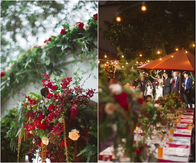 Cặp đôi Hà Thành trang trí tiệc cưới sân vườn với sắc đỏ đẹp như một giấc mơ về hạnh phúc - Ảnh 2.