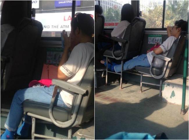 Thiếu nữ mặc váy ngắn trên xe khách và hành động gác chân lên ghế gây bức xúc - Ảnh 3.