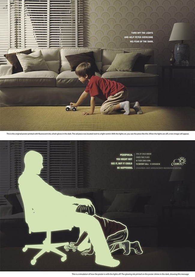 Bộ poster đầy ám ảnh về xâm hại trẻ em: Hãy tắt đèn để giúp bảo vệ những đứa trẻ - Ảnh 1.