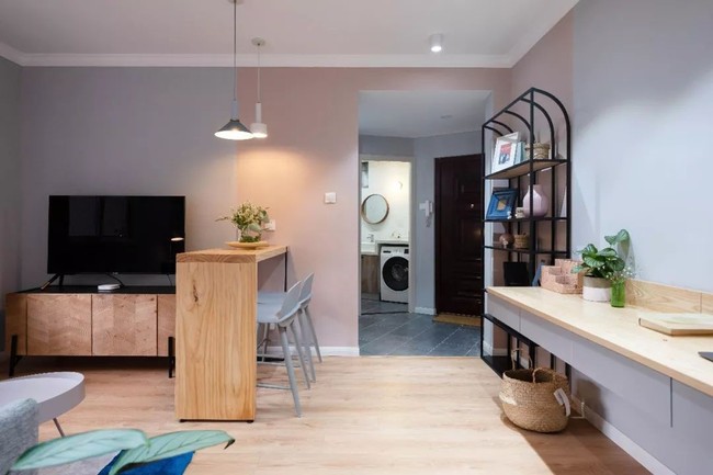 Phong cách Bắc Âu nhẹ nhàng với tông màu xanh, ghi, hồng được kết hợp vô cùng đặc biệt trong căn hộ 56m²  - Ảnh 8.