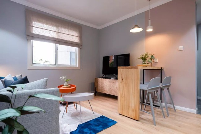 Phong cách Bắc Âu nhẹ nhàng với tông màu xanh, ghi, hồng được kết hợp vô cùng đặc biệt trong căn hộ 56m²  - Ảnh 7.