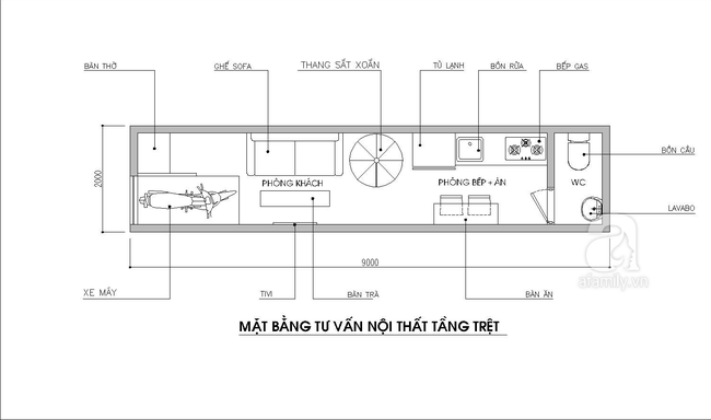 Tư vấn thiết kế nhà ống có diện tích chỉ vỏn vẹn 18m², mặt tiền 2m cho gia đình 5 người - Ảnh 1.