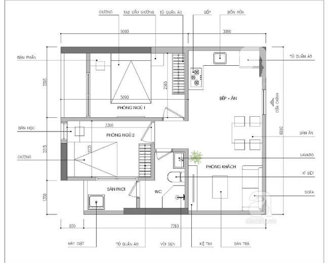 Căn hộ chỉ 49m² nhưng gia đình 3 người đã được KTS tư vấn bố trí nội thất siêu hợp lý - Ảnh 2.