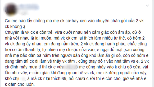 Nàng dâu bức xúc tố mẹ chồng soi mói chuyện tế nhị vợ chồng, chị em không những không bênh mà còn mắng vốn - Ảnh 1.