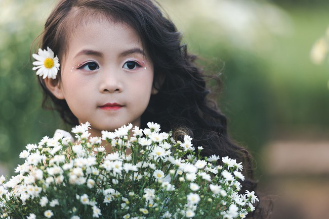 Đã xinh lại thần thái, bé gái Hà Nội dạo chơi trong vườn cúc họa mi khiến ai đi qua cũng phải ngoái nhìn - Ảnh 1.