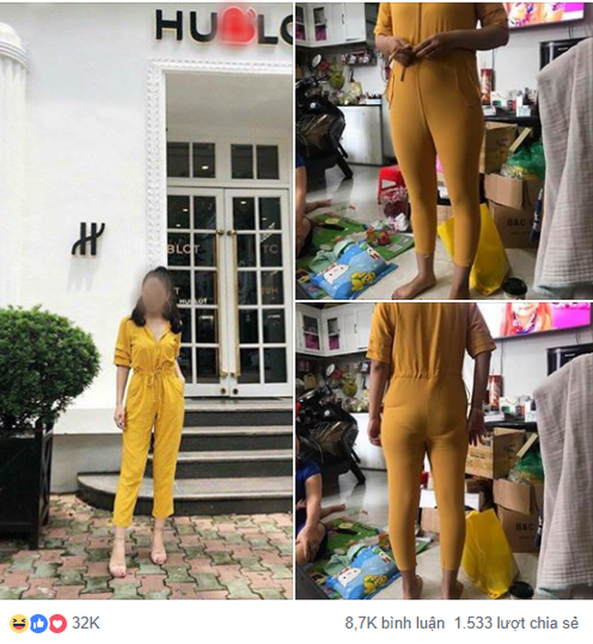 Đặt mua jumpsuit vàng quý phái trên mạng, cô gái khóc ròng vì thêm cái chân nhái là y chang thợ lặn - Ảnh 1.