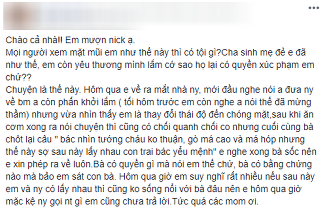 Cô gái bị chê có số sát phu vì má hóp, gò má trong lần đầu ra mắt khiến chị em tranh cãi - Ảnh 1.