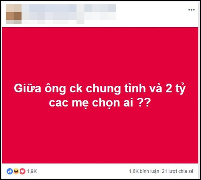 Hỏi khó cuối tuần: Giữa ông chồng chung tình và 2 tỉ, các mẹ chọn ai?, đây là lựa chọn bất ngờ của hội chị em  - Ảnh 1.