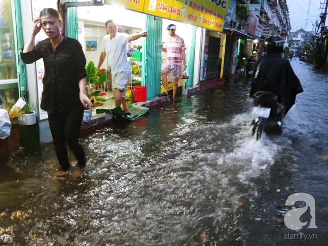 TP.HCM: Ngập siêu khủng khiếp sau bão số 9, người dân trong nhà khốn khổ tát nước, người đi đường bỏ xe lội bộ - Ảnh 13.