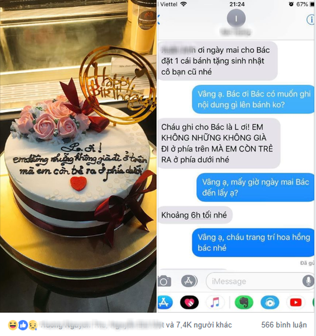 Đặt bánh sinh nhật tặng bạn cũ, người phụ nữ không biết khóc hay cười khi nhận được dòng chữ trên mặt bánh - Ảnh 1.