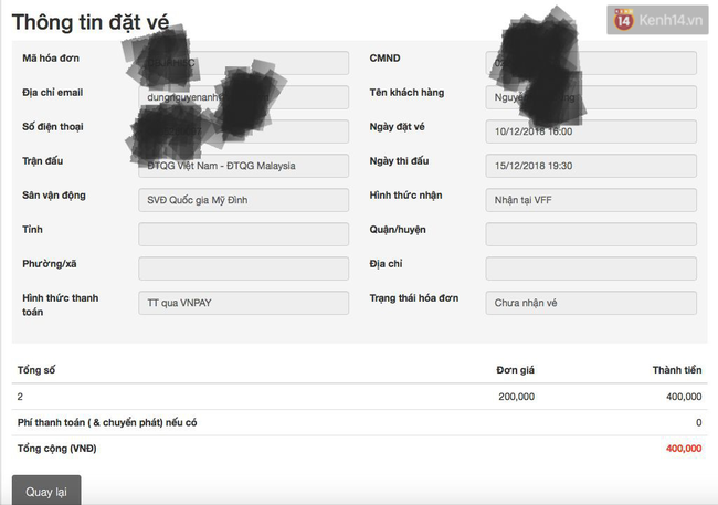 Bí kíp đặt mua thành công vé online trận chung kết lượt về Việt Nam - Malaysia - Ảnh 4. Bí kíp đặt mua thành công vé online trận chung kết lượt về Việt Nam - Malaysia - Ảnh 4.