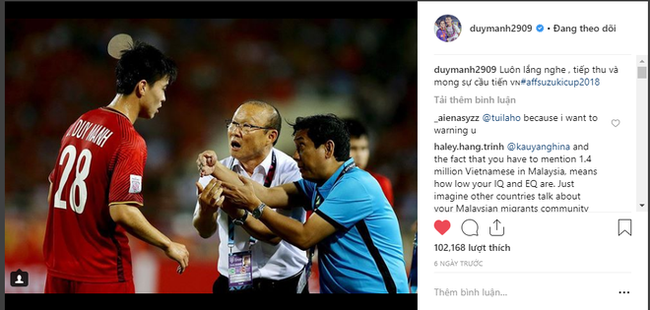 Bị CĐV Malaysia tấn công dữ dội trên Instagram, nhưng cách Duy Mạnh phản ứng mới đáng chú ý - Ảnh 2.