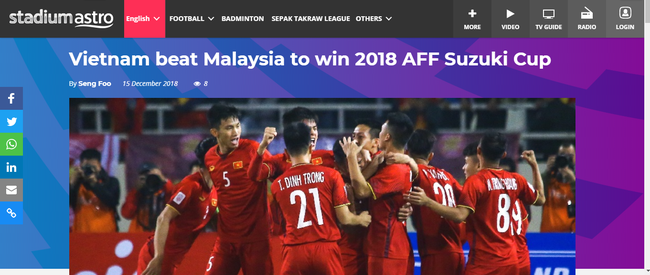 Báo đài, cổ động viên khắp Đông Nam Á đồng loạt đưa tin chúc mừng đội tuyển Việt Nam vô địch AFF Cup 2018 - Ảnh 1.