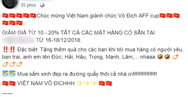 Shop online đua nhau giảm giá cho khách trùng tên Quang Hải, Văn Lâm để ăn mừng chiến thắng AFF Cup - Ảnh 2.