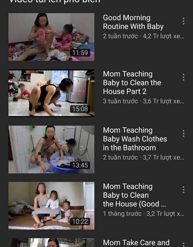 Xuất hiện nhiều phụ nữ lợi dụng việc chăm con nhỏ để quay clip phản cảm đăng Youtube câu view - Ảnh 1.