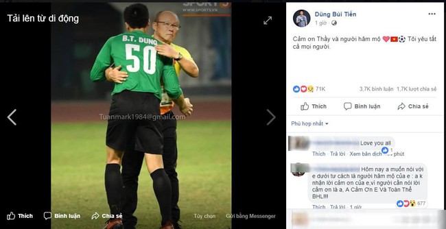 Các chàng trai đội tuyển Olympic Việt Nam đồng loạt đăng status xin lỗi gửi đến người hâm mộ, có cả những lời chia tay - Ảnh 8.
