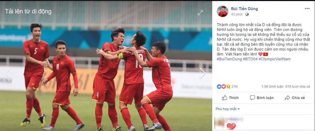 Các chàng trai đội tuyển Olympic Việt Nam đồng loạt đăng status xin lỗi gửi đến người hâm mộ, có cả những lời chia tay - Ảnh 9.