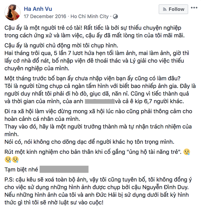 Một nhiếp ảnh gia tên tuổi bị hàng loạt người mẫu Tây tố làm việc thiếu chuyên nghiệp, gửi clip nhạy cảm để trêu đùa - Ảnh 5. Một nhiếp ảnh gia tên tuổi bị hàng loạt người mẫu Tây tố làm việc thiếu chuyên nghiệp, gửi clip nhạy cảm để trêu đùa - Ảnh 5.
