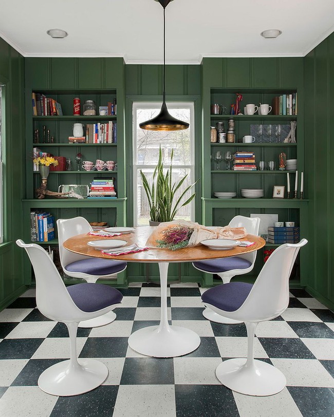 Xu hướng thiết kế phòng ăn màu xanh lá cây phong cách tươi mới lại dễ chịu, hợp thời - Ảnh 1.