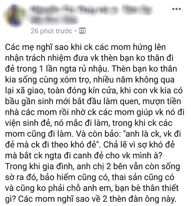 Vợ trẻ ấm ức vì chồng xung phong đưa vợ hàng xóm đi đẻ, chị em rùng mình nghĩ ra điều động trời này - Ảnh 1.