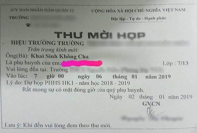 Thư mời họp phụ huynh kỳ quái gây bức xúc ở TP.HCM - Ảnh 1. Thư mời họp phụ huynh kỳ quái gây bức xúc ở TP.HCM - Ảnh 1.